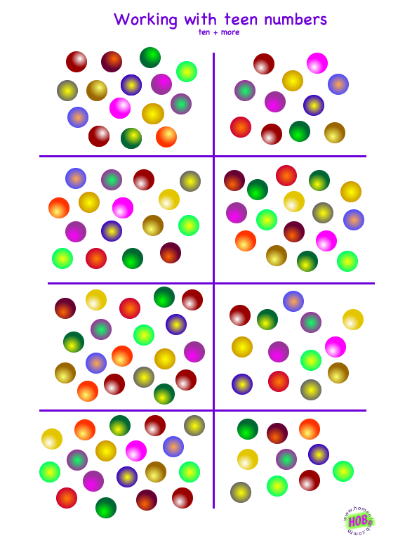 Worksheet ten and more or teen numbers